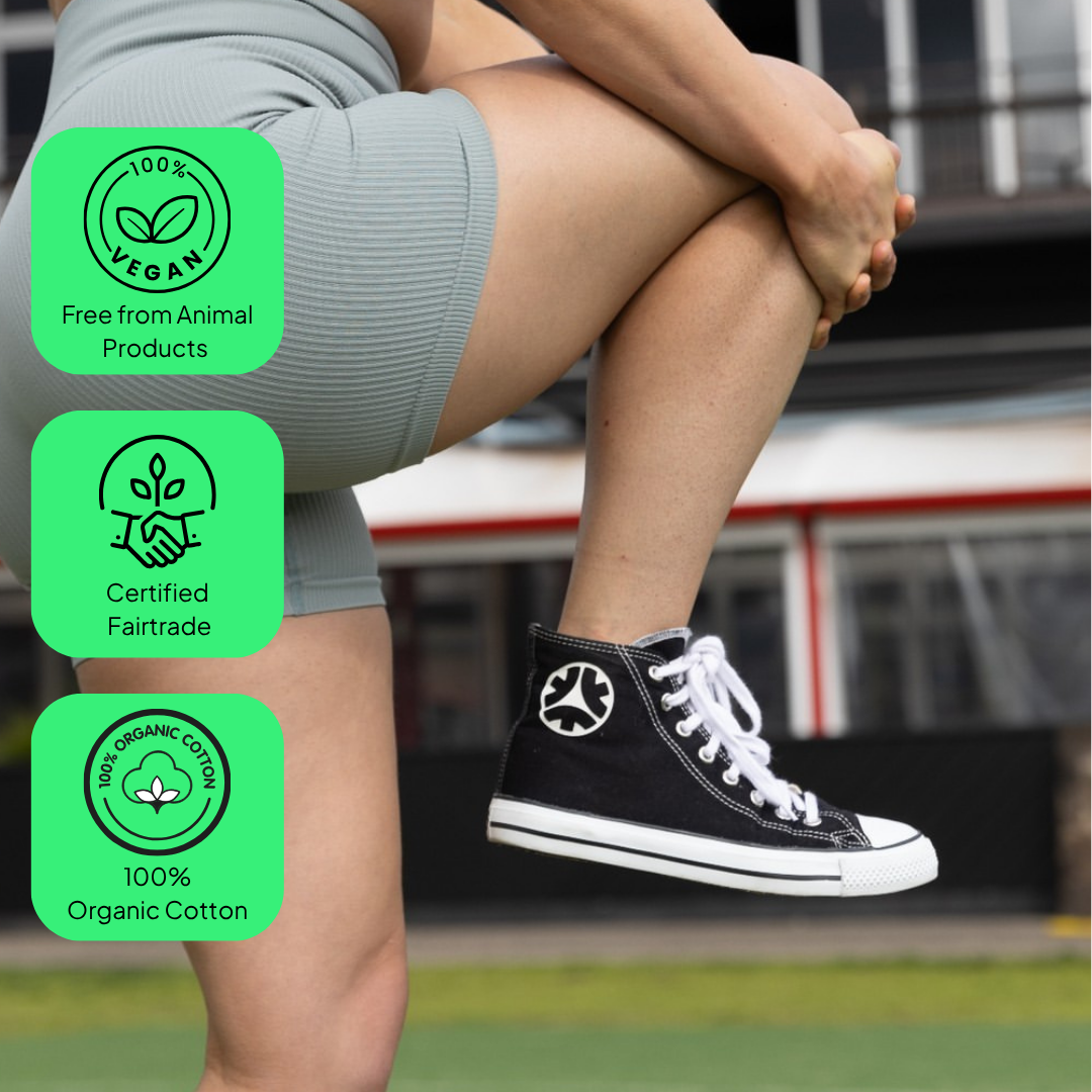 Etiko High Top Sneakers – Black & White (sizes in UK)